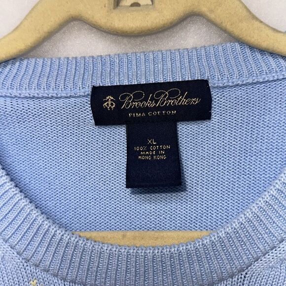 BROOKS BROTHERS Sweater Argyle Design Long Sleeve Pullover Men Blue White XL - Picture 4 of 8